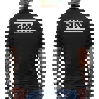 「Rika」ヘボン式「りか」「リカ」下の名前 ローマ字 名入れ 名乗り ラテン文字 綴り メンズTシャツ バックプリント - Kawaiitshirt