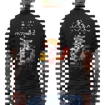 【こまめな水分補給】面白いレッドパンダ 熱中症対策 お酒 ビール 夏 暑さ おもしろ 面白い 可愛い ネタ ウケ狙い メンズTシャツ バックプリント - Kawaiitshirt