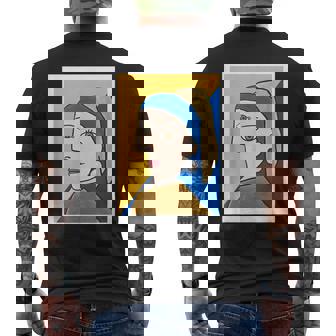 【ピカソ風】真珠の耳飾りの少女／フェルメール（パロディ）【世界の名画】面白い 美術館アート メンズTシャツ バックプリント - Kawaiitshirt