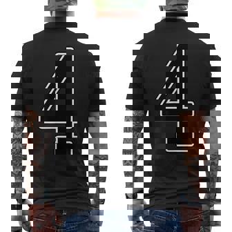 【両面プリント・表裏】4 数字 背番号・胸 ユニフォーム ナンバー【ブラック／黒の文字】スポーツ 部活 チーム 野球 メンズTシャツ バックプリント - Kawaiitshirt