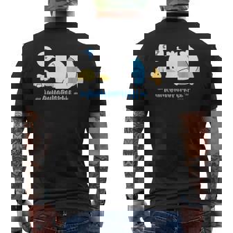 あひるのペックル にらめっこ？ メンズTシャツ バックプリント - Kawaiitshirt