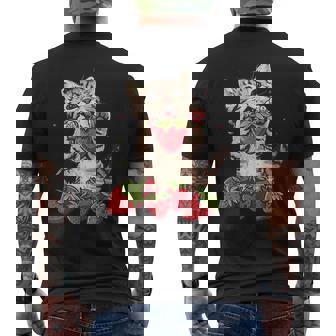 いちご 猫 いちご フルーツ ネコ アニマル プリント 図面 メンズTシャツ バックプリント - Kawaiitshirt