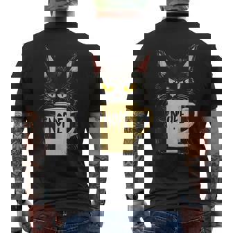 おかしな猫 コーヒーマグと黒猫 Nope メンズTシャツ バックプリント - Kawaiitshirt