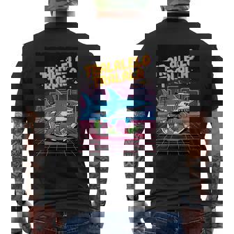 おもしろイタリアンゲーマー ミーム トララレロ トラララ 8ビット シャーク キッズ メンズTシャツ バックプリント - Kawaiitshirt