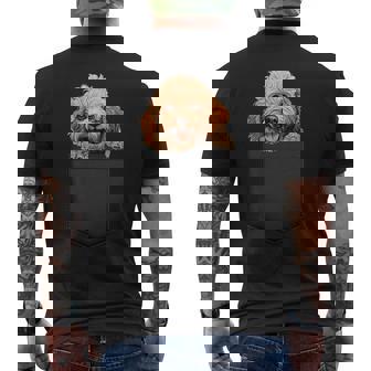 おもしろトイプードル 子犬 ポケットに入れたかわいいペット愛好家 メンズTシャツ バックプリント - Kawaiitshirt