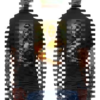 おもしろビールモナリザ絵画アートママパパ。 メンズTシャツ バックプリント - Kawaiitshirt