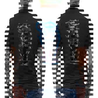 おもしろ猫 稲妻 黒猫 メンズTシャツ バックプリント - Kawaiitshirt