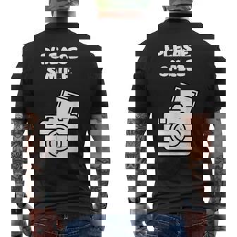 お願い スマイル アート オブ 写真 カメラマン カメラマン メンズTシャツ バックプリント - Kawaiitshirt