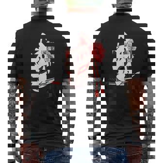 かたな付きキツネマスク メンズTシャツ バックプリント - Kawaiitshirt