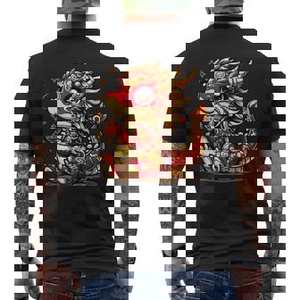 かわいい かわいい 赤 金 龍 中国 旧正月 縁起物 メンズTシャツ バックプリント - Kawaiitshirt