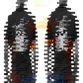 かわいいおばけを飲むかぼちゃスパイス ゴーストハロウィンコスチューム メンズTシャツ バックプリント - Kawaiitshirt