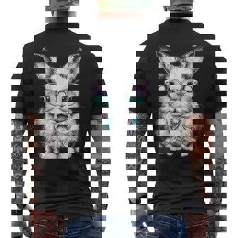 かわいいエステティックイースターボウタイバニーウサギメガネ付き メンズTシャツ バックプリント - Kawaiitshirt