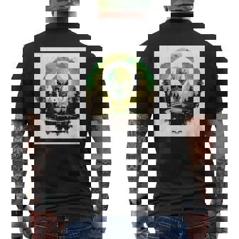 かわいいグリーンエイリアンヘッドufoスペースフェイス メンズTシャツ バックプリント - Kawaiitshirt