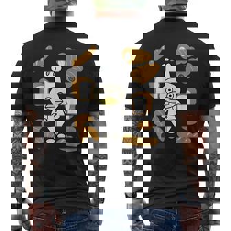 かわいいコックさん パン屋さん編 鳥 フランスパン クロワッサン チョコレートコルネ 食パン 料理 おいしい おもしろ メンズTシャツ バックプリント - Kawaiitshirt