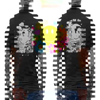かわいいスマイルフェイス 花 ハッピーフェイス 花 ハート キッズ ガールズ メンズTシャツ バックプリント - Kawaiitshirt
