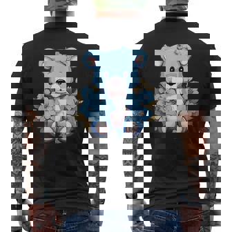 かわいいテディベアと花と一緒に I テディベア メンズTシャツ バックプリント - Kawaiitshirt