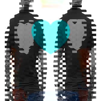かわいいブルーターコイズハート メンズTシャツ バックプリント - Kawaiitshirt