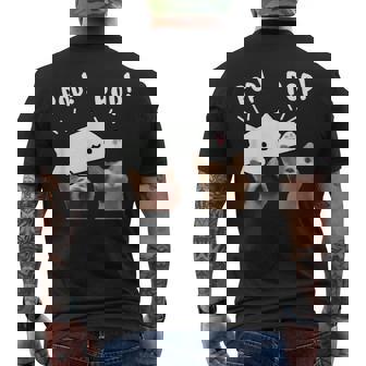 かわいいボンゴ猫遊びポップ猫ミーム メンズTシャツ バックプリント - Kawaiitshirt