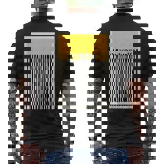 かわいいボーホーシックミニマリスト イエローベージュ ブラックラインストライプ メンズTシャツ バックプリント - Kawaiitshirt