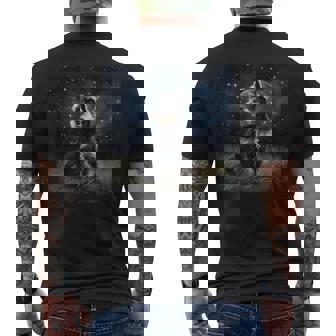 かわいいミニチュアシュナウザーの星空の犬 夜の絵画 メンズTシャツ バックプリント - Kawaiitshirt