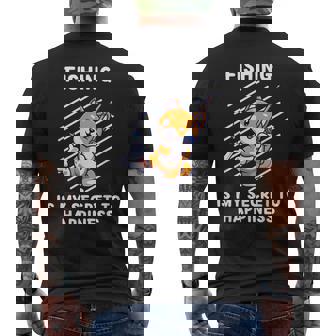 かわいい柴犬 釣りは幸せの秘密 柴犬 メンズTシャツ バックプリント - Kawaiitshirt