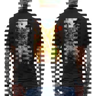 かわいい着物猫 自撮り 抹茶 バブルティー メンズTシャツ バックプリント - Kawaiitshirt