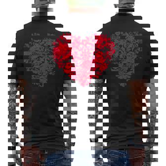 かわいい花赤いハート花のバレンタインデーの愛 メンズTシャツ バックプリント - Kawaiitshirt