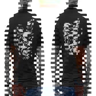 かわいい覗くパピヨン犬のグラフィック デザイン メンズTシャツ バックプリント - Kawaiitshirt