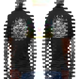 かわいい赤ちゃんドラゴンハート森林ファンタジー水彩ar メンズTシャツ バックプリント - Kawaiitshirt