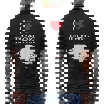 かわいい面白いシンプルなジュゴンの魚を引用します。 I Love Dugong メンズTシャツ バックプリント - Kawaiitshirt