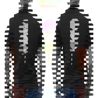 だんご 団子 和菓子 三色団子 三兄弟 だんご好き かわいい おもしろ しろ メンズTシャツ バックプリント - Kawaiitshirt