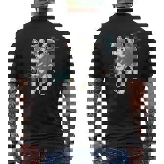 つぶらな瞳で見つめる黒柴 メンズTシャツ バックプリント - Kawaiitshirt