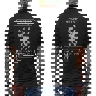 ねこがあらわれた！ 猫好き ゲーム好き ネコ飼い ネコママ 猫ママ ネコパパ 猫パパ Rpg ゲーム 猫 ねこ ネコ メンズTシャツ バックプリント - Kawaiitshirt