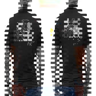 ねこさん『ウチノネコドコ』ハチワレ 黒猫 三毛猫 白猫 Neko【どうぶつフレンズ】フキゲンネコ 猫 動物 イラスト メンズTシャツ バックプリント - Kawaiitshirt