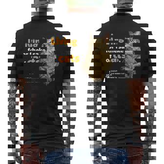 ねこのために生きてる 猫 かわいい キジトラ猫 Cat メンズTシャツ バックプリント - Kawaiitshirt