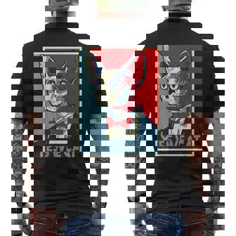 はい、私たちは面白い猫を社長として猫好きの猫好きの猫ルール面白い メンズTシャツ バックプリント - Kawaiitshirt