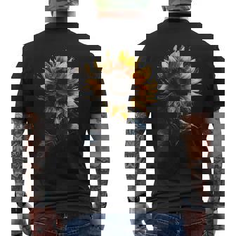 ひまわり ボタニカル 自然 アート フラワーガーデン ギフト メンズTシャツ バックプリント - Kawaiitshirt