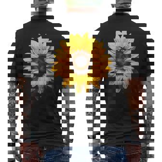 ひまわり モチーフ フラワーアート アート ひまわり メンズTシャツ バックプリント - Kawaiitshirt