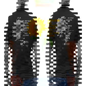 ひまわりガール タトゥー かわいい目 太腿 メンズTシャツ バックプリント - Kawaiitshirt