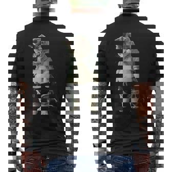 ぽっちゃり猫 お腹が大きい猫 ユーモア Fat Cat メンズTシャツ バックプリント - Kawaiitshirt