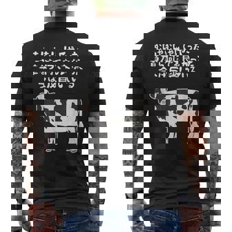 むしゃむしゃしてやった おもしろ ユーモア ジョーク 牛 むしゃくしゃしてやった メンズTシャツ バックプリント - Kawaiitshirt