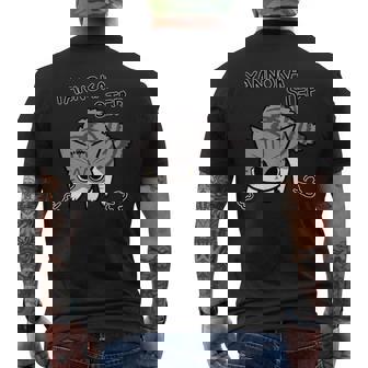 やんのかステップねこ 英語ver キジ白猫 かわいい 猫好き 動物 メンズTシャツ バックプリント - Kawaiitshirt