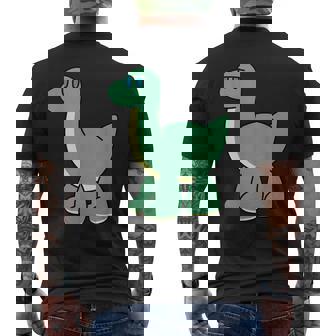 ゆるい恐竜のキャラクターイラスト_ブラキオサウルス メンズTシャツ バックプリント - Kawaiitshirt