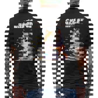 わがままゲーマー猫 ゲーム好き かわいい おもしろ マンガ アニメ オタク メンズTシャツ バックプリント - Kawaiitshirt