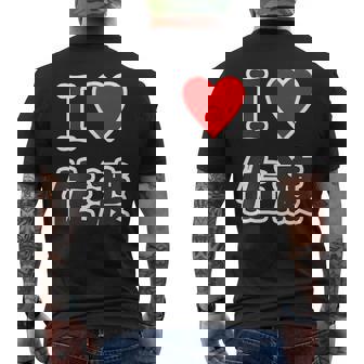 アイラブ・佐渡（I Love ハート）佐渡島【47都道府県】佐渡ヶ島 ジモtティ 地元愛 お土産 面白 メンズTシャツ バックプリント - Kawaiitshirt