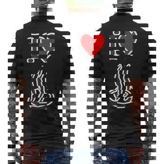 アイラブ・温泉 温泉マーク お風呂 銭湯 記号 お土産 旅行 ハート スタッフ メッセージ・面白 メンズTシャツ バックプリント - Kawaiitshirt