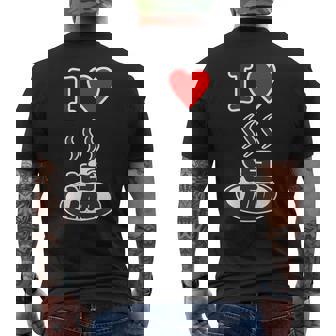 アイラブ・湯 イラスト【温泉】お風呂 マーク 銭湯 記号 ハート お土産 旅行 メッセージ・面白い デザイン メンズTシャツ バックプリント - Kawaiitshirt