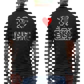 アイラブ・琵琶湖（I Love ハート）滋賀【47都道府県】ジモtティjimo-T 地元愛 観光 お土産 ご当地・面白 メンズTシャツ バックプリント - Kawaiitshirt