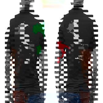 アウトライン イタリア 赤 白 緑 ストライプ 地図 メンズTシャツ バックプリント - Kawaiitshirt