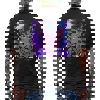 アニバエオタク美少女アニメ少女 紫髪ミステリアス メンズTシャツ バックプリント - Kawaiitshirt